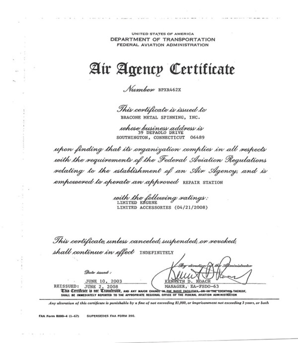 FAA Certificate - BMS Aerospace